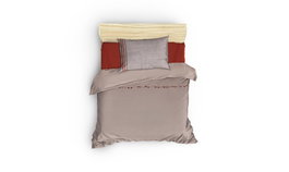 L'essentiel linge de maison Merri - Juego de funda de edredón individual beige, rojo teja y visón